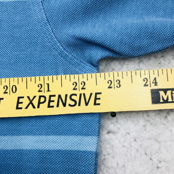 Y2K Tommy Hilfiger Polo Shirt Mens LARGE Blue Colorblock Stripe Flag Loop Collar - Picture 16 of 16